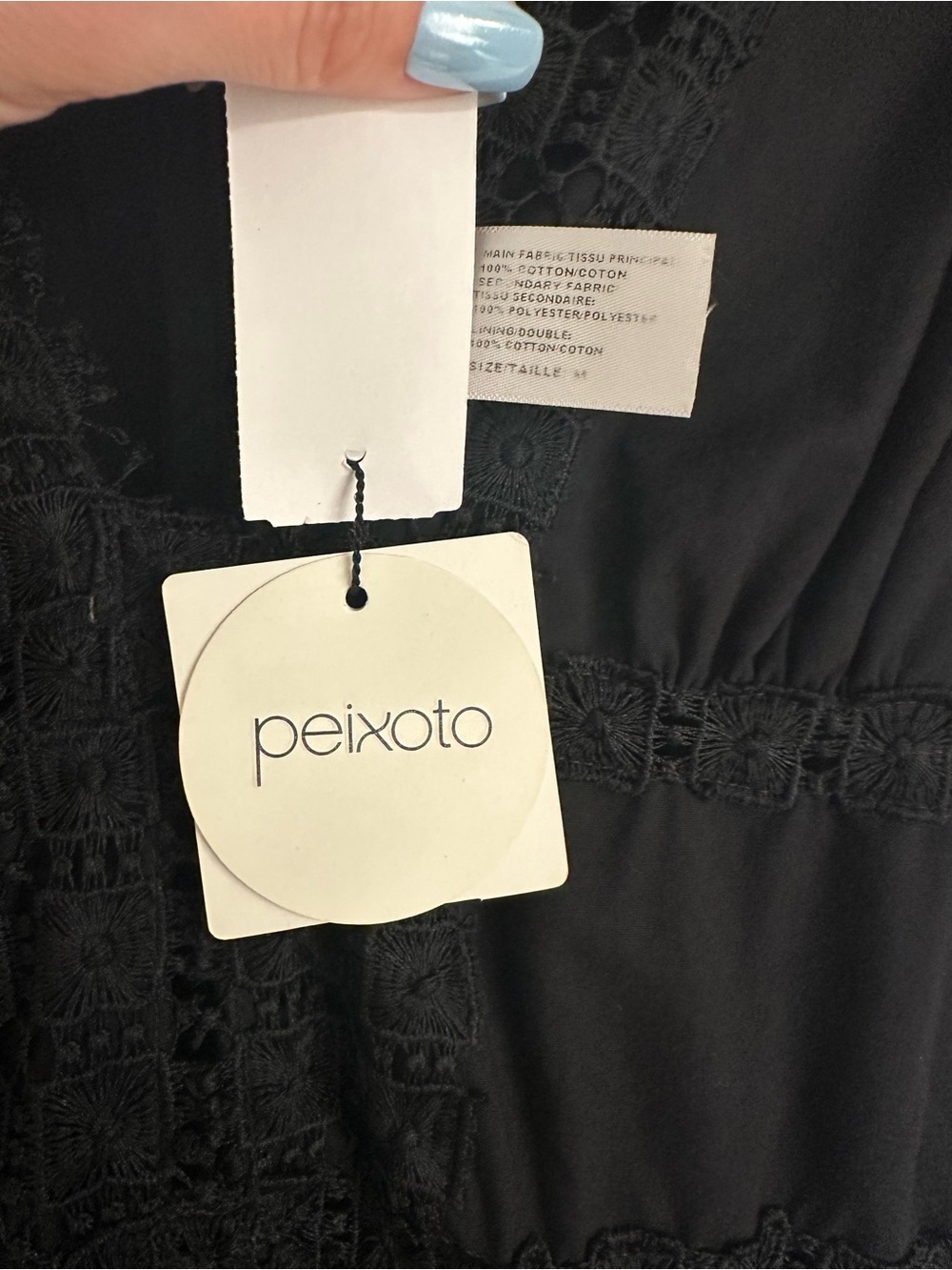 Peixoto Black V-Neck Lace Trim Mini Dress - Picture 10 of 10